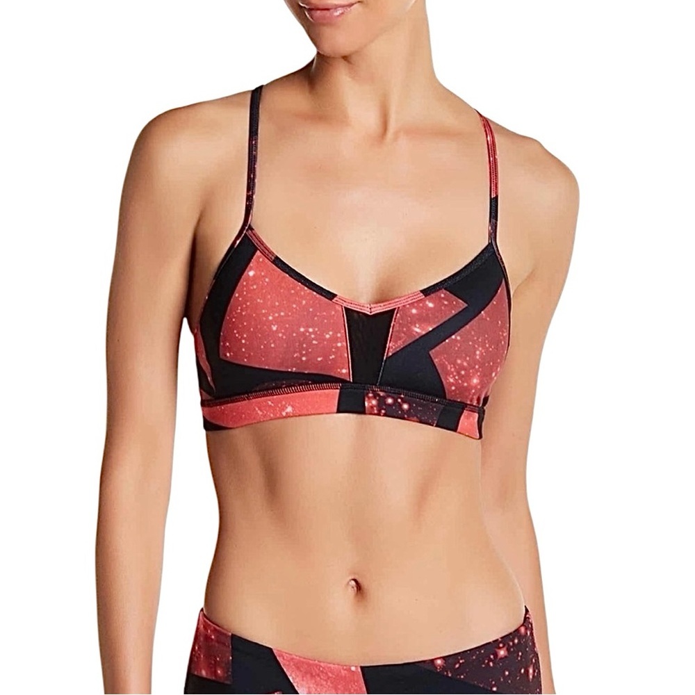ALO Goddess Red Volcano Space Strappy Unpadded Sports Bra Size XS
